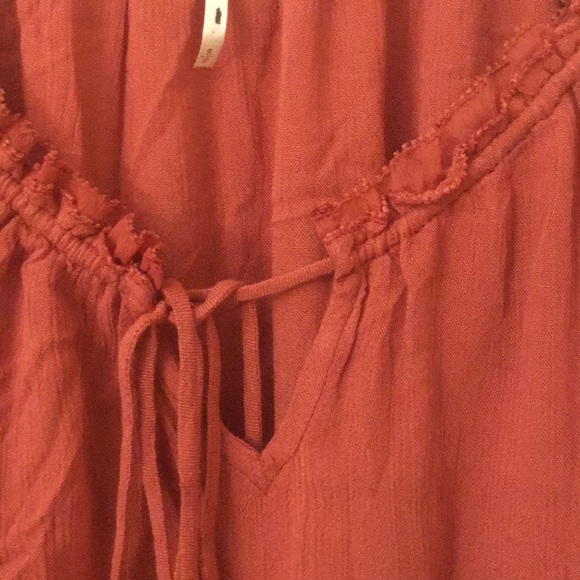 Free People Rust Orange Blouse Banda Crinkle - Picture 7 of 16